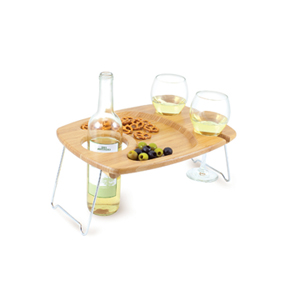 Mesavino Rectangular Wine Serving Tray with Glass & Bottle Slots