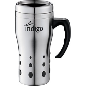 Stainless Travel Mug with Rubber Easy-Grip Sides -16 oz