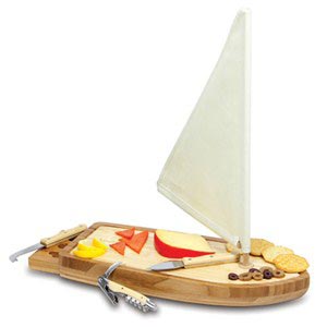 Sailboat Cutting Board & Cheese Tools Set